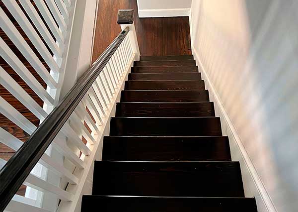 Dark walnut stain stairs